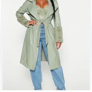 Fashion Nova Light Green Trench Coat